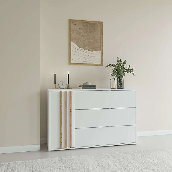 Home affaire Kommode "Kommode Calera mit Drehtür, 3 Schubladen und MDF-Lame günstig online kaufen