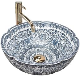 wohnwerk.idee Aufsatzwaschbecken Vintage Waschschale orientalisch Blau-Weiß günstig online kaufen