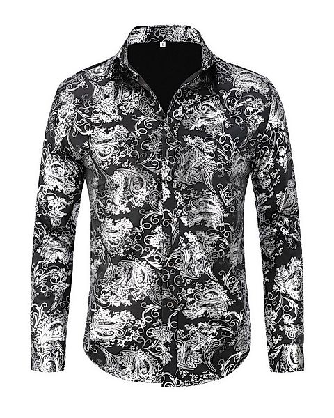 Allthemen Langarmhemd Herren Jacquard Oberteile glitzes Freizeithemd für Ho günstig online kaufen