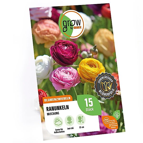 GROW by OBI Ranunkeln Mischung 15 Stück  Ranunculus asiaticus Mixed günstig online kaufen