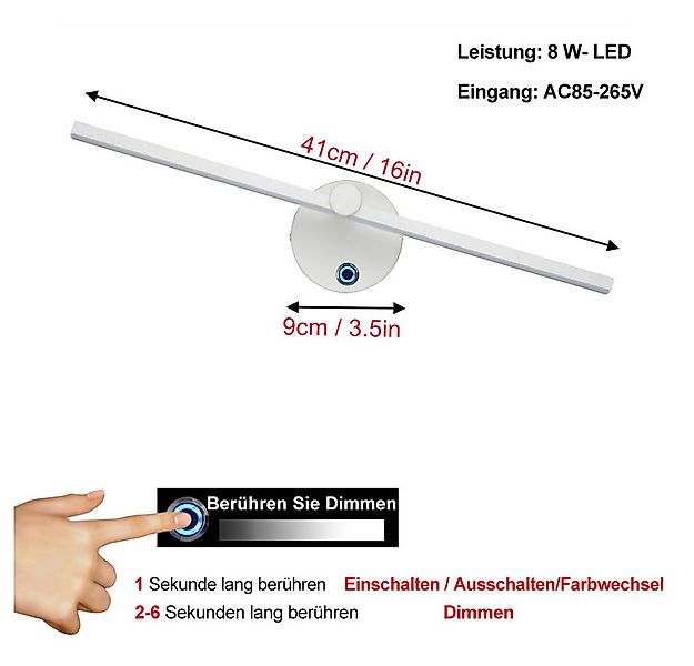 VIVIHEYDAY LED Wandleuchte Spiegel-Leuchte, 350° Drehbare, Dimmbar, für Sch günstig online kaufen