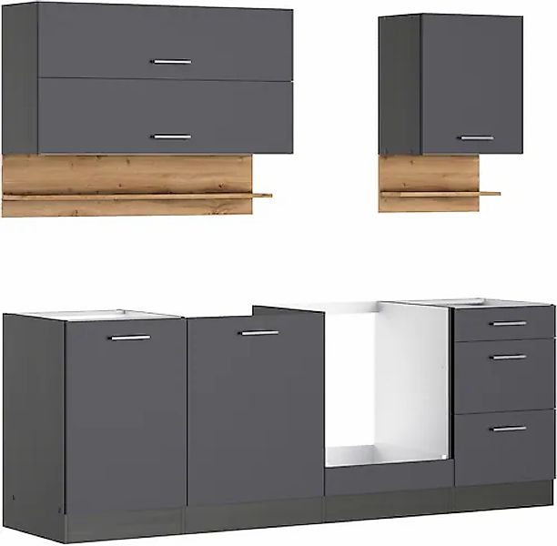 KOCHSTATION Küchenzeile »KS-Milan« 220 cm breit, robuste Metallauszüge, vie günstig online kaufen