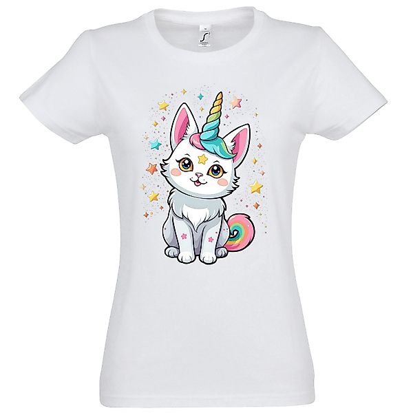 Youth Designz Print-Shirt Katze Einhorn Damen günstig online kaufen