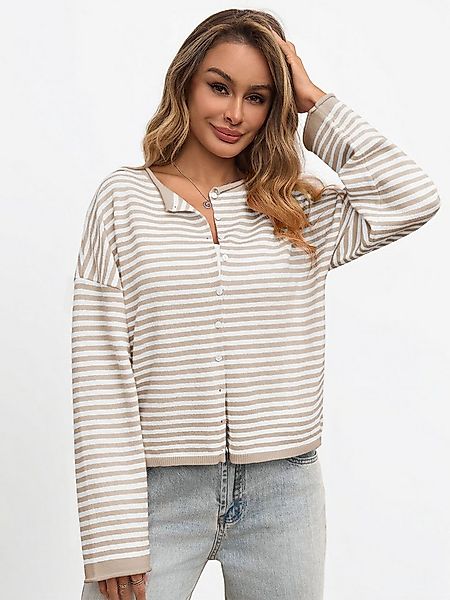 Imily Bela Cardigan Damen Gestreifter Strick Pullover (Packung, 1-tlg., 1pe günstig online kaufen