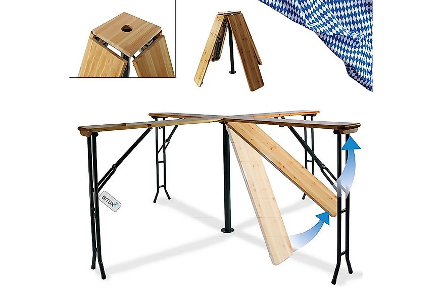 Bituxx Bierzeltgarnitur Stehtisch Kreuz Klappbar, (MS-18760) günstig online kaufen