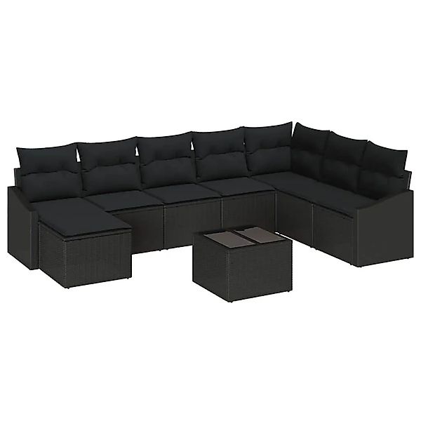 vidaXL Gartensofa-Set mit Kissen 8 Stk Schwarz Poly-Rattan 3355522 günstig online kaufen