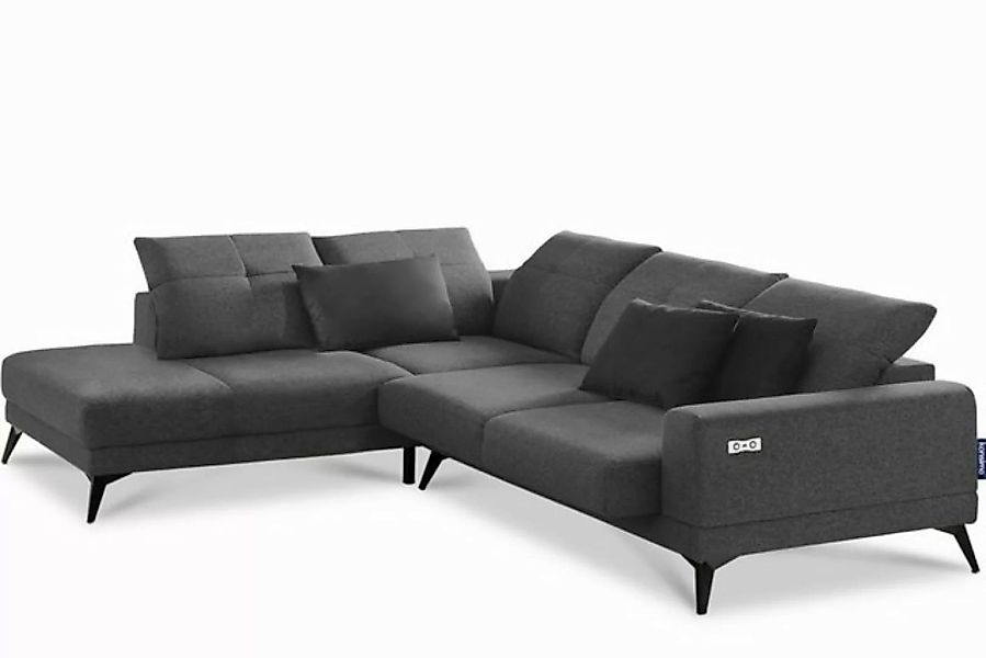 KONSIMO® Ecksofa DAVIDI Ecksofa, USB-Anschluss,verstellbare Kopfstützen günstig online kaufen