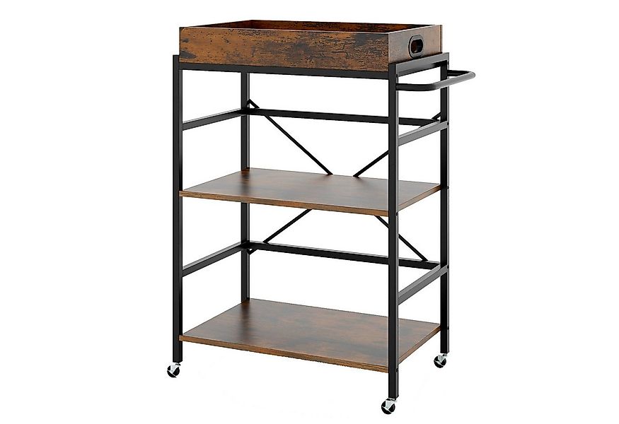 COSTWAY Servierwagen, 3 stufig, mit abnehmbarem Tablett & Griff, bis 110 kg günstig online kaufen