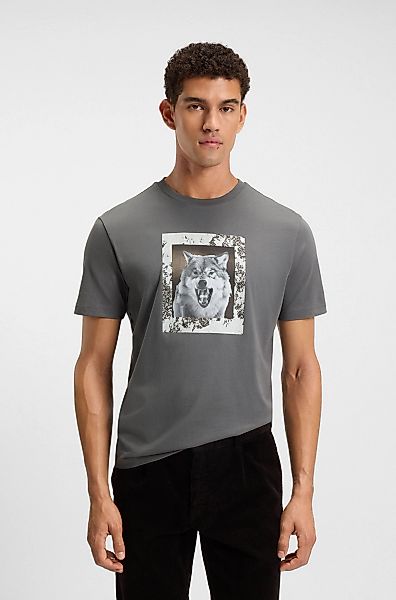 BOSS ORANGE T-Shirt "Te lupo", runder Ausschnitt, regular fit, Fotodruck günstig online kaufen