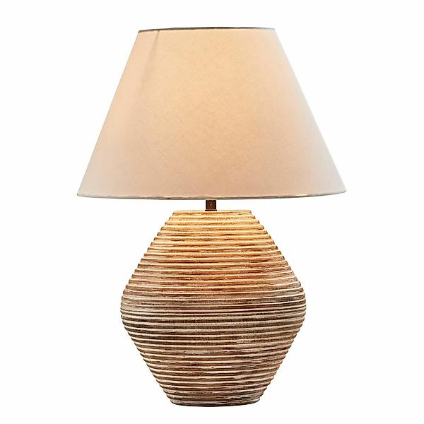 Mirabeau Tischleuchte Tischlampe Landelin weiß/braun günstig online kaufen