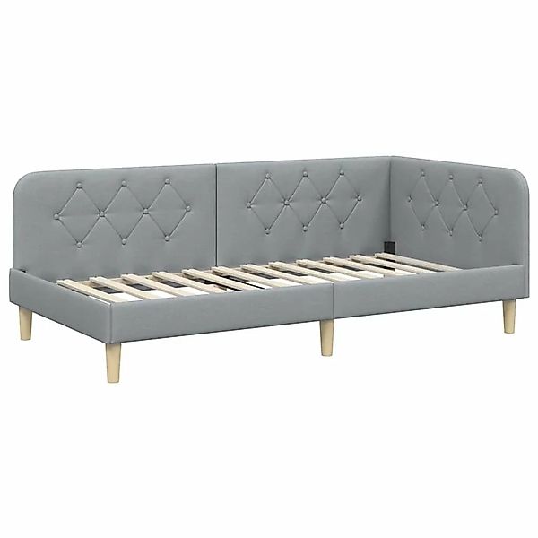 vidaXL Eckbettgestell mit Kopfteil Hellgrau 100 x 200 cm Stoff 42016577 günstig online kaufen