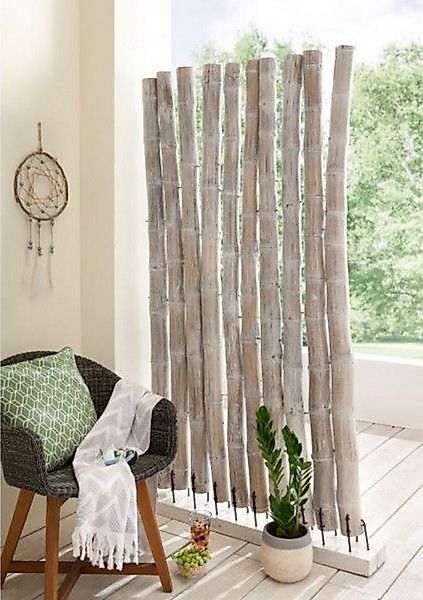 More2Home Paravent Raumteiler BAMBUS, White Wash, 110 x 190 cm günstig online kaufen
