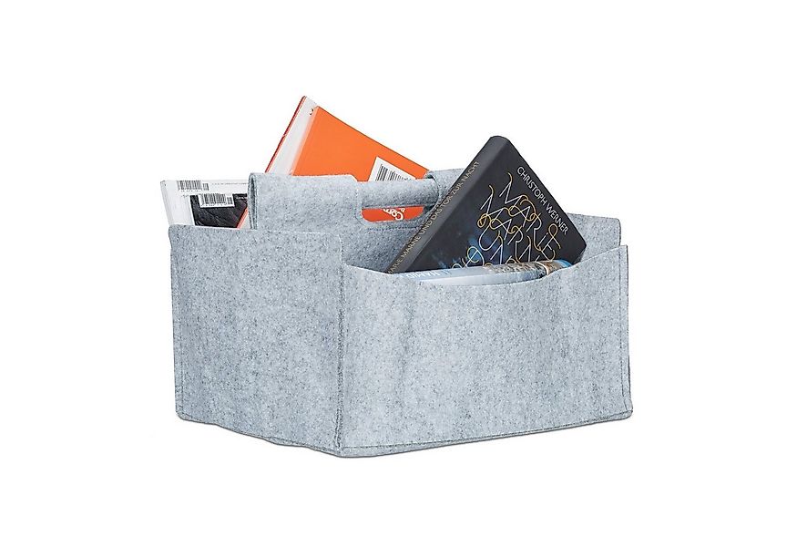 relaxdays Zeitungsständer Zeitungskorb aus Filz, grau günstig online kaufen