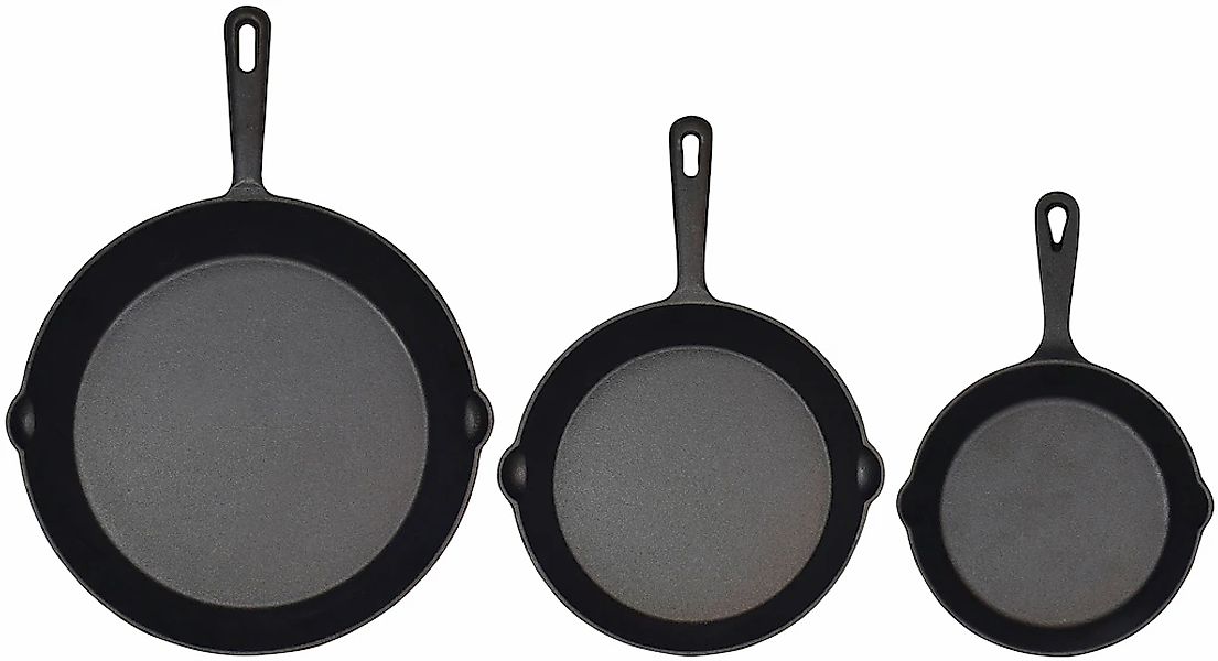 Jim Beam BBQ Grillpfanne Gusseisen 3 Stk. tlg. 15,8 / 19,7 / 24,8 cm Durchm günstig online kaufen