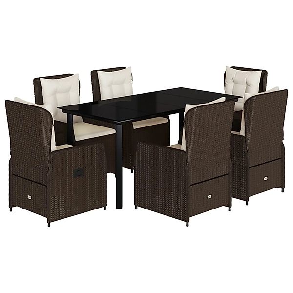 vidaXL 7-Tlg Garten-Essgruppe mit Kissen Braun Poly Rattan 3262851 günstig online kaufen