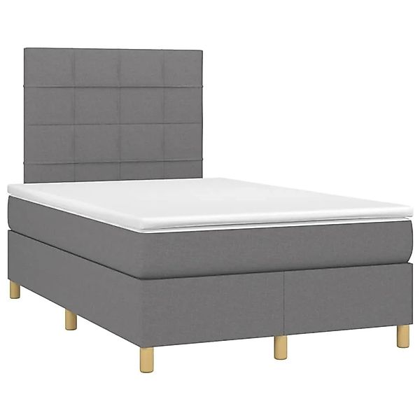 vidaXL Boxspringbett mit Matratze & LED Dunkelgrau 120x200 cm Stoff 3135422 günstig online kaufen
