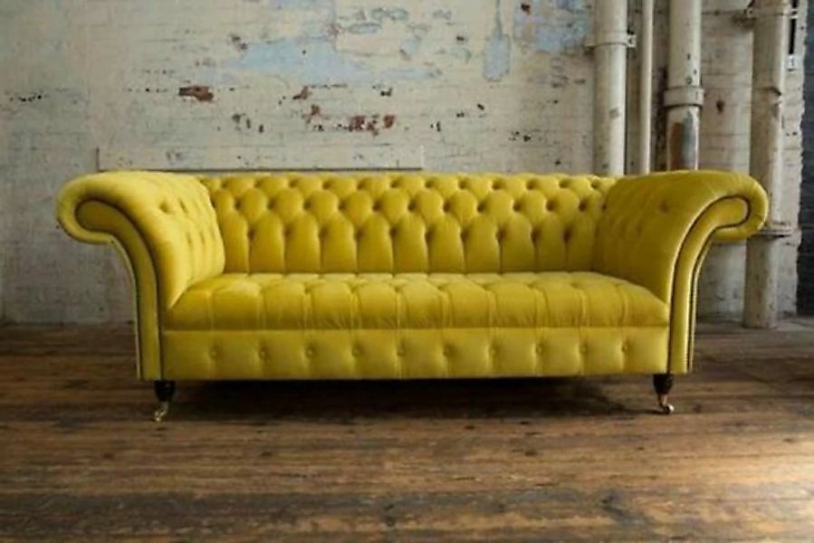JVmoebel Chesterfield-Sofa Gelbe Chesterfield Couch luxus Dreisitzer Polste günstig online kaufen