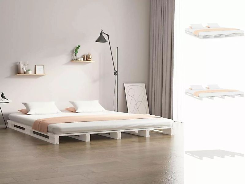 vidaXL Bettgestell Massivholzbett Weiß 120x200 cm Kiefer Bett Bettrahmen Be günstig online kaufen