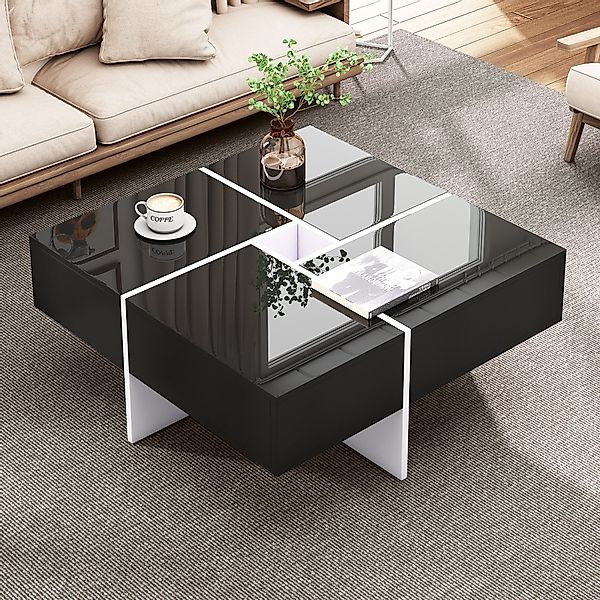 HAUSS SPOLE Couchtisch Hochglanz schwarz-weißes Design, günstig online kaufen