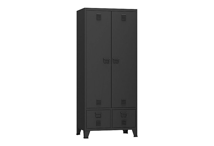 en.casa Kleiderschrank »Hankasalmi« mit 2 Schubladen Stahl 180x90x40 cm Sch günstig online kaufen