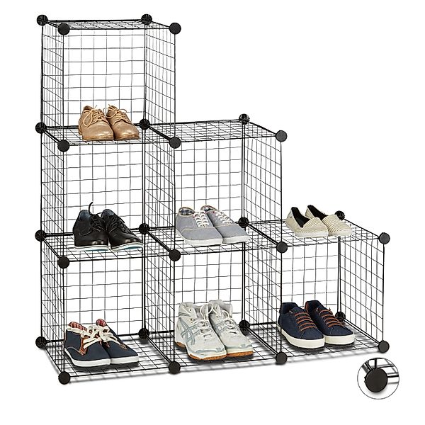 relaxdays Steckregal Regalsystem Drahtgitter 6 Fächer, günstig online kaufen