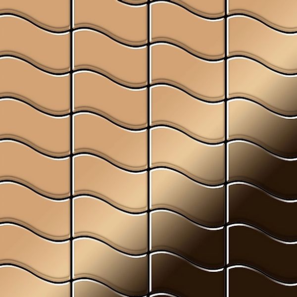 ALLOY Mosaik Fliese Massiv Metall Titan Hochglänzend Kupfer 1,6mm Stark Flu günstig online kaufen