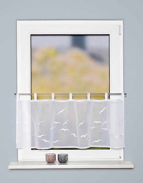 HOME WOHNIDEEN Scheibengardine "THAYER" Schlaufen 1 Stk. tlg. Schlaufencafe günstig online kaufen