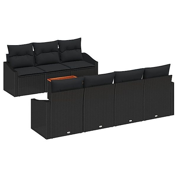 vidaXL Loungesofa 8-teiliges Gartenmöbelset mit Kissen Schwarz Poly-Rattan, günstig online kaufen