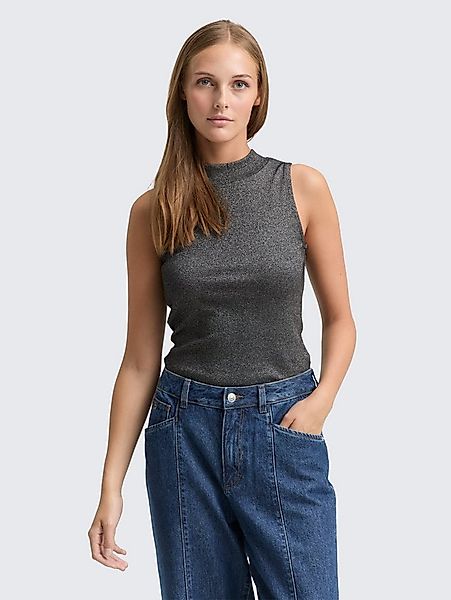 TOM TAILOR Denim Trägertop T-Shirt Slim Fit Top mit Glitzer-Effekt günstig online kaufen