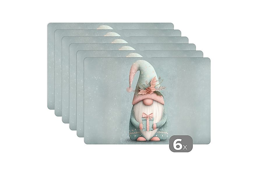 MuchoWow Platzset Weihnachtszwerg - Geschenk - Grün, (6-St), Platzsets, Tis günstig online kaufen