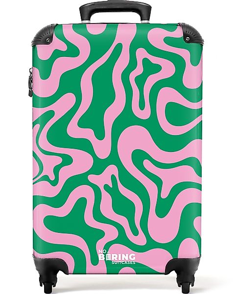 NoBoringSuitcases.com© Hartschalen-Trolley Grün mit rosa abstraktem günstig online kaufen