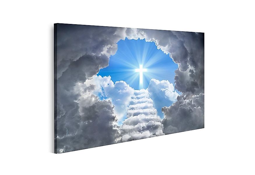 islandburner Leinwandbild Bild auf Leinwand Treppe Zum Kreuz Licht Ende Tun günstig online kaufen