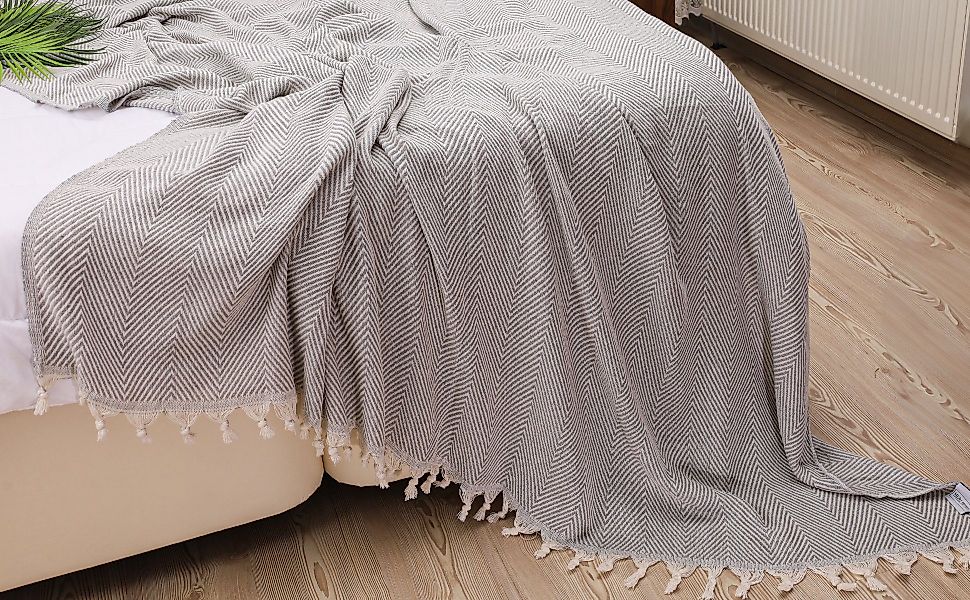 Meri-Home Bettüberwurf Bettüberwurf Bettdecke,Fischgrät Baumwolle,Sofa,Couc günstig online kaufen