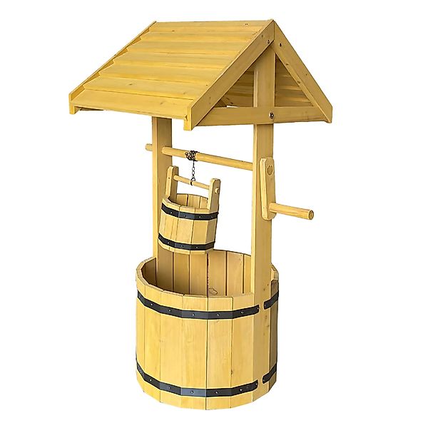 Spetebo Pflanzkübel Deko Holzbrunnen mit Eimer günstig online kaufen