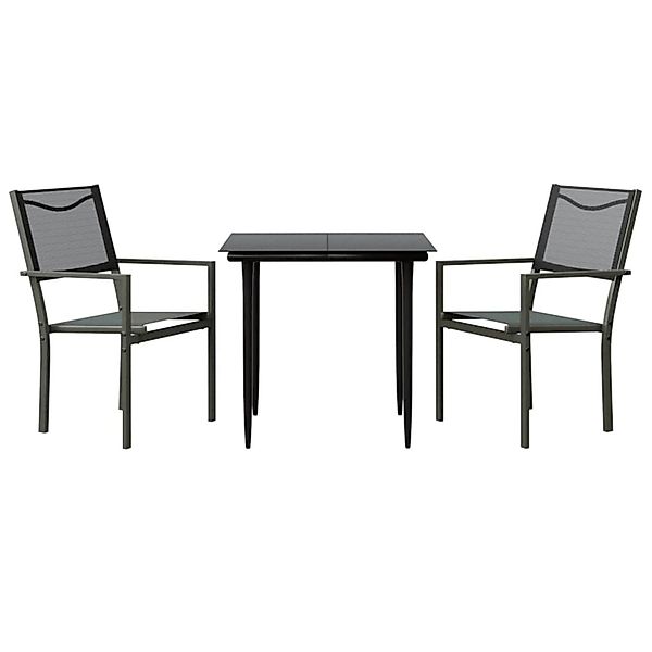 vidaXL 3-Tlg Garten-Essgruppe Schwarz Stahl und Textilene 3200718 günstig online kaufen