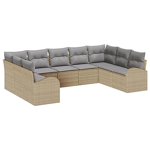 vidaXL Garten-Sofa-Set 9-Tlg Beige Poly Rattan 3346200 günstig online kaufen