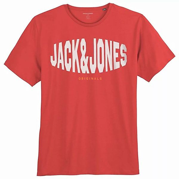 Jack & Jones Rundhalsshirt Große Größen Herren Logo T-Shirt rot JORMARQUE J günstig online kaufen