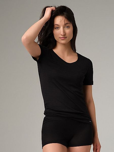 COMAZO Kurzarmshirt aus Merinowolle-Seide unifarben günstig online kaufen
