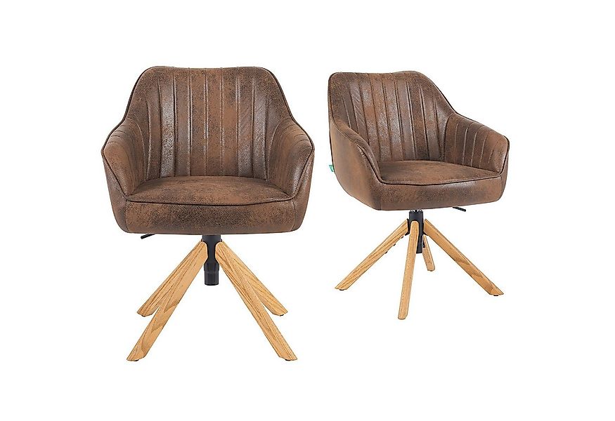 DUBI Möbel Polsterstuhl Mika-Luis 2er-Set, Federkern, Eiche geölt, 360° dre günstig online kaufen