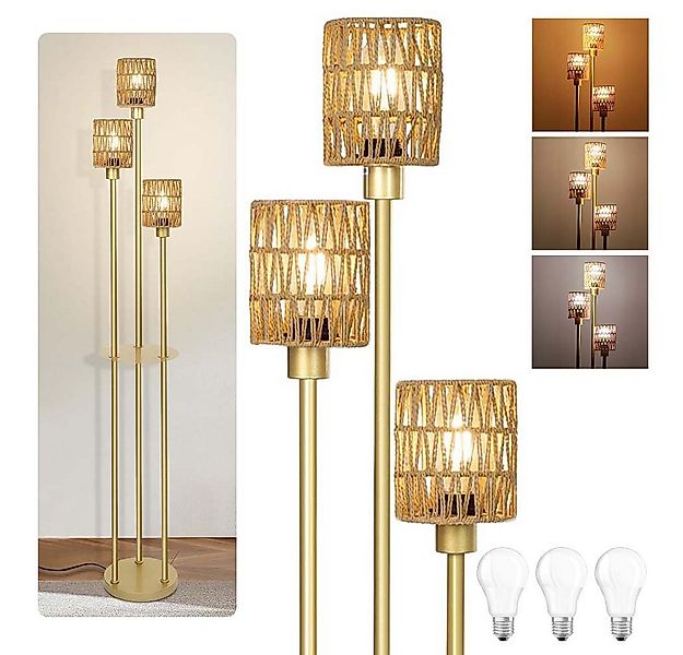 LMaxhome LED Stehlampe Boho Stehleuchte Dimmbar 3 Farbtemperatur Fußschalte günstig online kaufen
