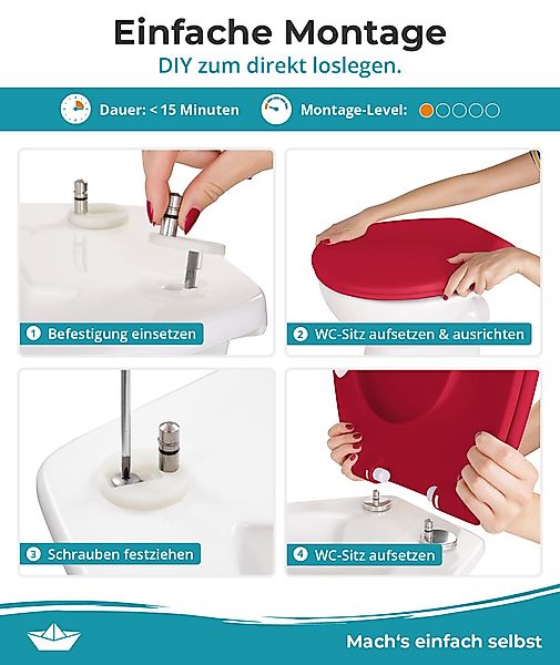 Calmwaters WC Sitz Premium Rot Absenkautomatik Made In EU 250 kg Antibakter günstig online kaufen
