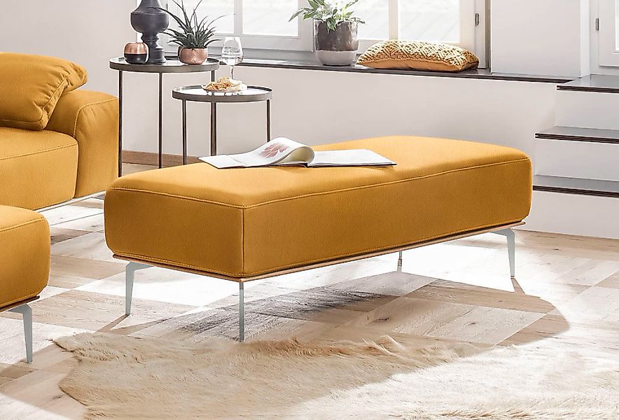 W.SCHILLIG Polsterhocker mit elegantem Holzsockel, Füße in Chrom glänzend, günstig online kaufen