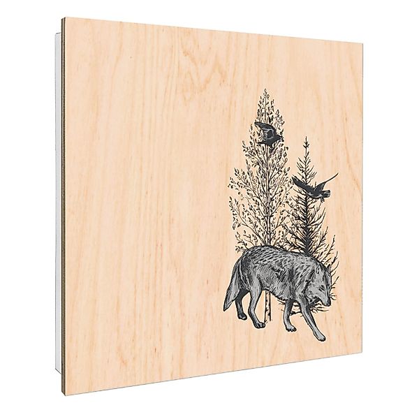 Banjado Schlüsselkasten mit Holzfront 30x30cm Weiß Scharnier Links 50 Haken günstig online kaufen