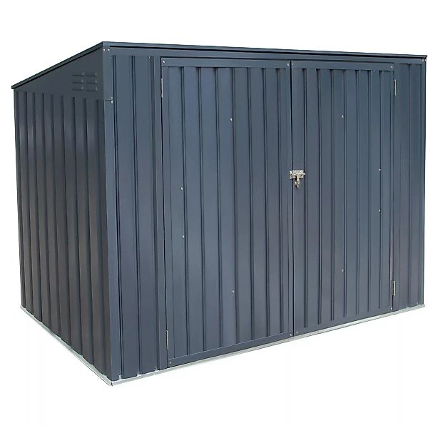 Metall Mülltonnenbox Grau für 3 Mülltonnen 240 Liter 131 cm x 235 cm x 100 günstig online kaufen