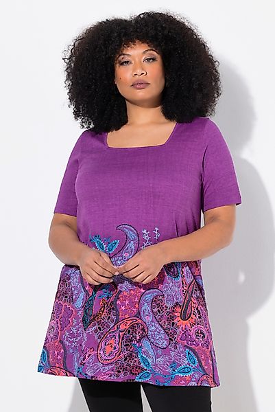 Ulla Popken Longshirt Longshirt A-Linie Carree-Ausschnitt günstig online kaufen