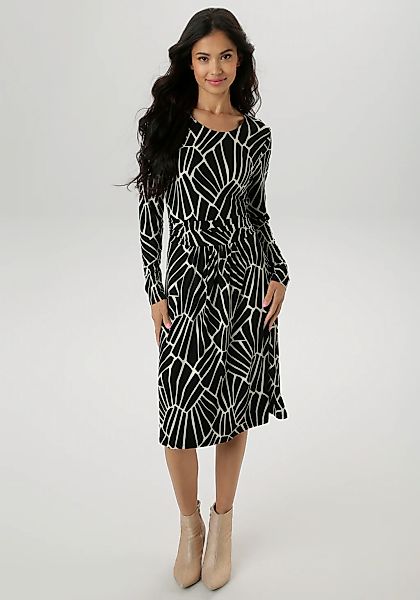 Aniston SELECTED Jerseykleid im grafischen Musterdessin und gerafftem Taill günstig online kaufen