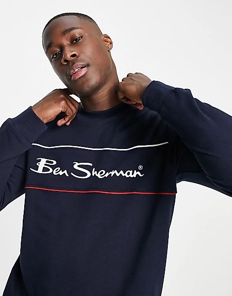 Ben Sherman – Sweatshirt mit zweifarbigem Logo-Einsatz und Rundhalsausschni günstig online kaufen