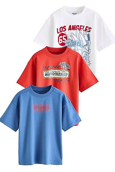 Next Print-Shirt 3er-Pack Relaxed Fit Kurzarm-T-Shirts mit Grafik (3-tlg) günstig online kaufen