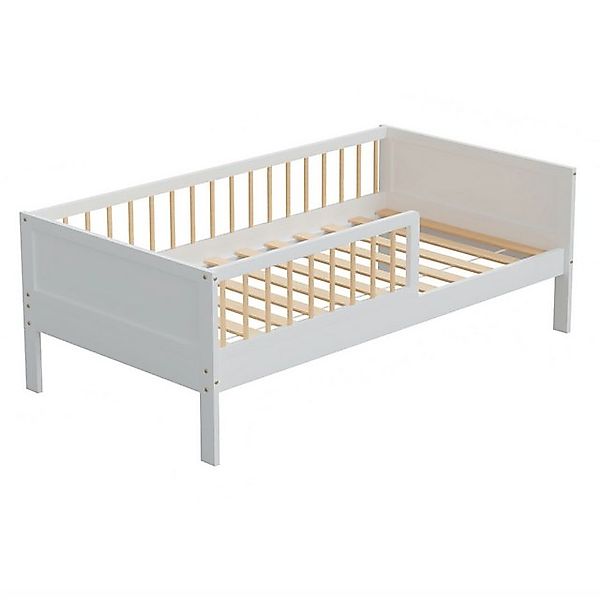 HAGO Kinderbett Kinderbett 160x80cm Weiß/Natur Holzbett Einzelbett Lattenro günstig online kaufen