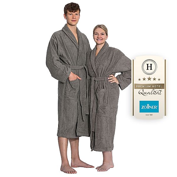 ZOLLNER Unisex-Bademantel, 100% Baumwolle, Schalkragen, Gürtel, günstig online kaufen